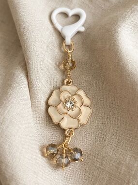 White Flower Bag Charm